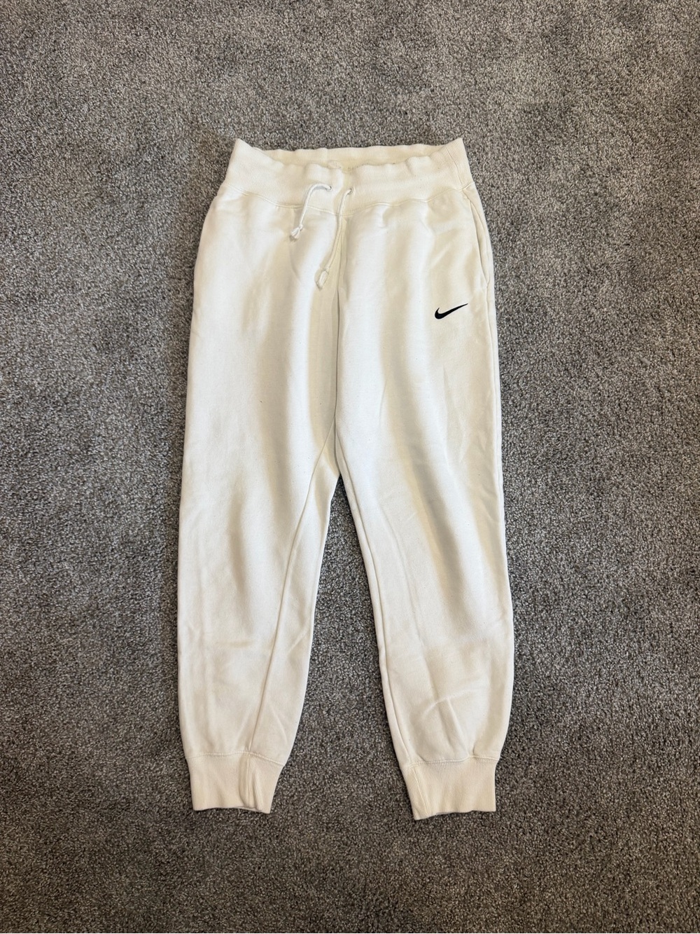 Nike White Jogger Sweatpants with Black Swoosh